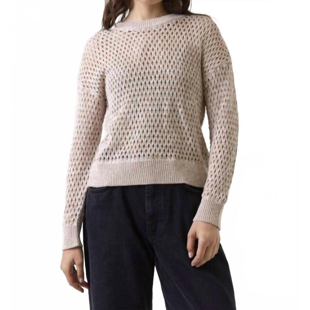 NEW WISPR tanya twist yarn crew top in light brown